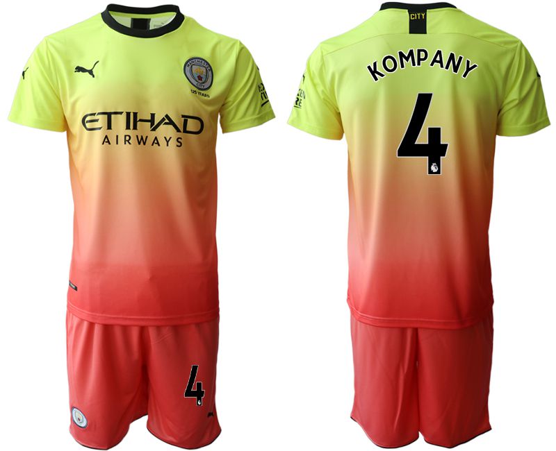 Men 2019-2020 club Manchester City away #4 yellow Soccer Jerseys